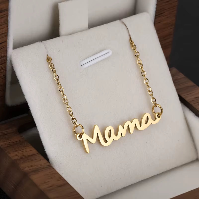 Stainless Steel Necklaces Mother'S Day Mama Letter Pendant Collar Chain Fashion Necklace for Woman Jewelry Party Mom Gifts