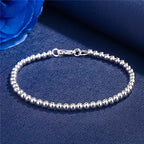 925 Sterling Silver Plated 4MM Beads Ball Chain Bracelet for Women Men Fashion Jewelry Elegant Jewelry Birthday Gift for Women