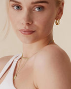 14K Gold Plated Sterling Silver Post Small Chunky Hoops Earrings | Thick Lightweight Gold Hoop Earrings for Women Retro Style