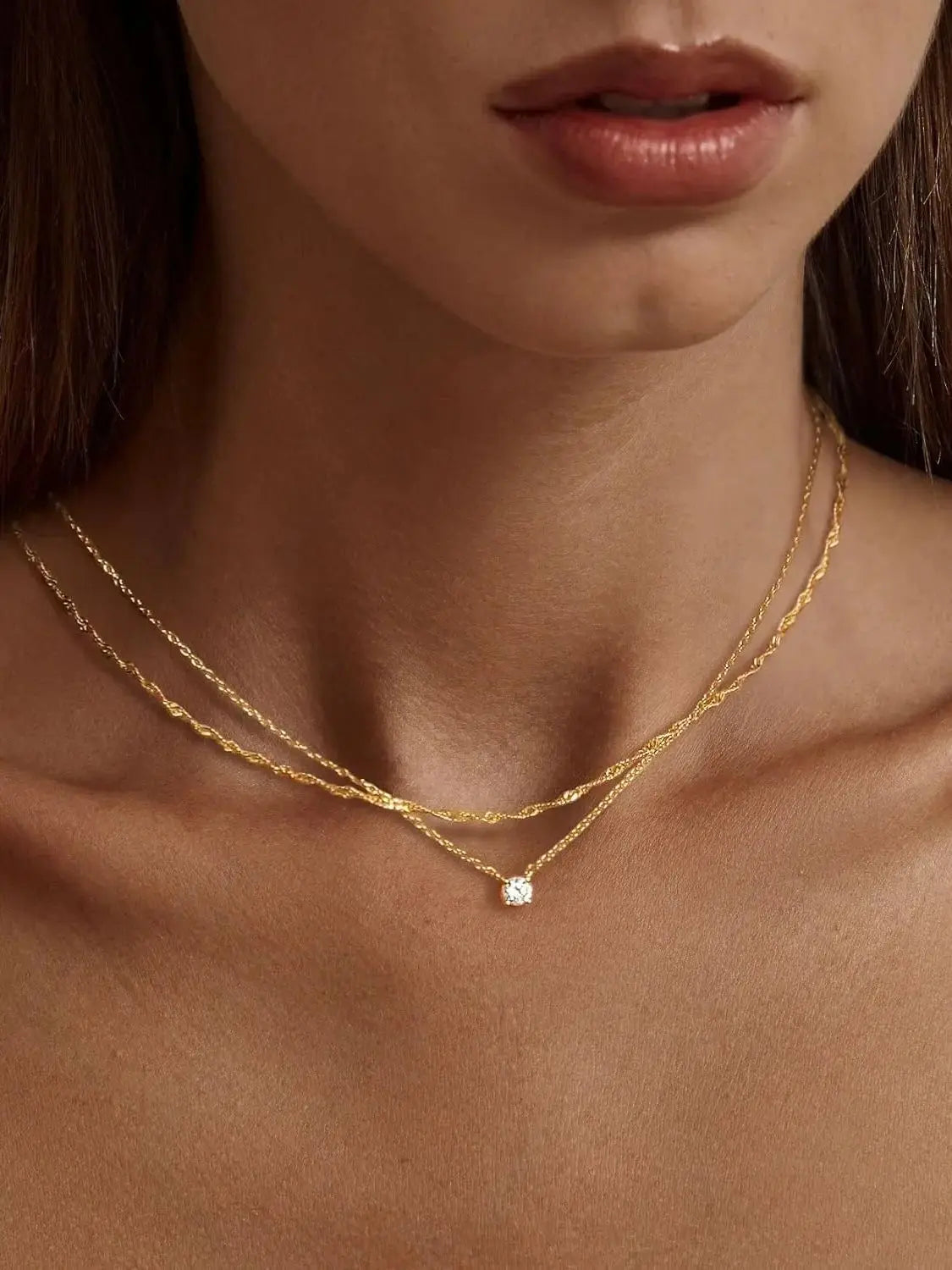 Diamond Necklaces for Women K Gold/Sterling Silver Choker Necklace Simple Gold Plated Jewelry Necklaces for Women Gifts
