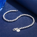 925 Sterling Silver Plated 4MM Beads Ball Chain Bracelet for Women Men Fashion Jewelry Elegant Jewelry Birthday Gift for Women