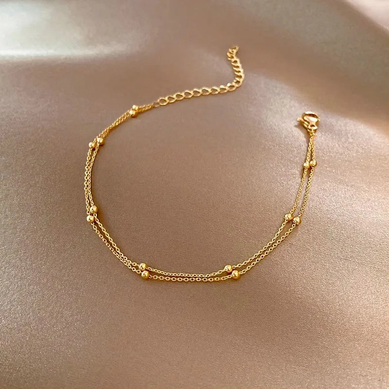 Small Ball Bracelet for Women Vintage Gold Plated Color Cuff Bracelets Women Statement Chain Jewelry Pulsera Wristband