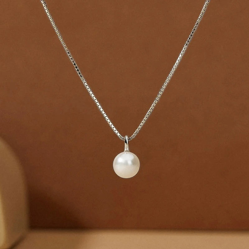 Simple Elegant round Imitation Pearl Pendant Necklace for Women Silver Color/Gold Color Daily Wear Wedding Trendy Jewelry