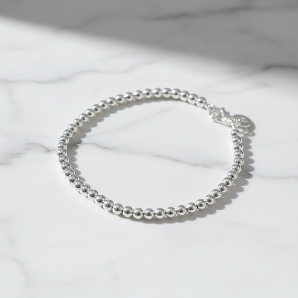 925 Sterling Silver Plated 4MM Beads Ball Chain Bracelet for Women Men Fashion Jewelry Elegant Jewelry Birthday Gift for Women