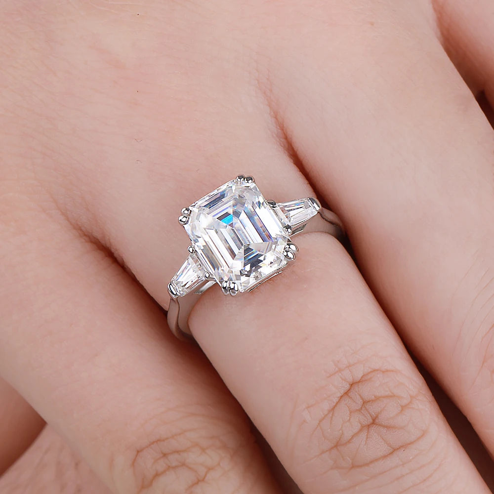 1-4 Carat Emerald Cut Moissanite Ring