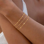 2Pcs Layered Snake Chain Bracelets for Women Dainty Gold Plated Heart Accessories Hand Chain Jewelry for Girlfriend Gift