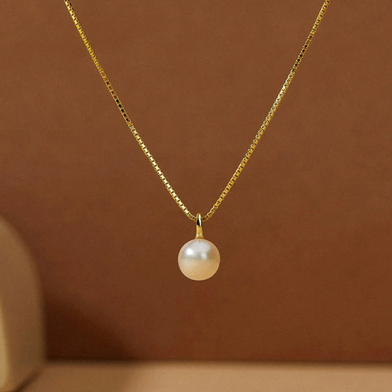 Simple Elegant round Imitation Pearl Pendant Necklace for Women Silver Color/Gold Color Daily Wear Wedding Trendy Jewelry