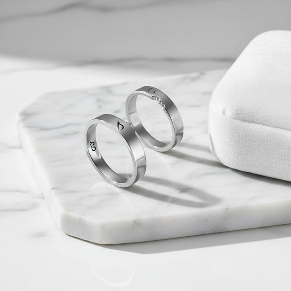 New Simple Couple Rings Silver Color Sun Moon Adjustable Open Ring for Women Men Wedding Fashion Jewelry Gifts