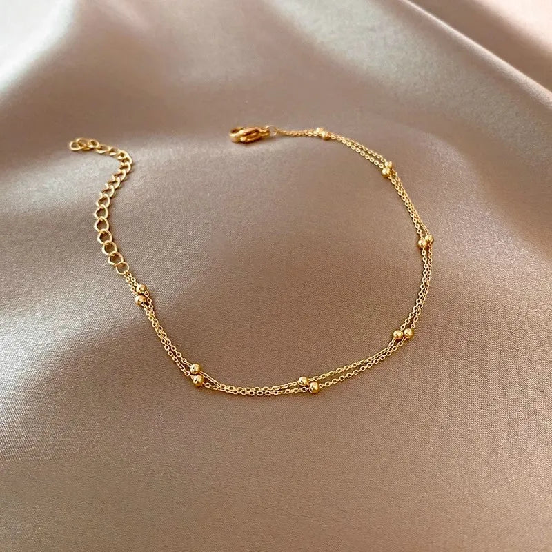 Small Ball Bracelet for Women Vintage Gold Plated Color Cuff Bracelets Women Statement Chain Jewelry Pulsera Wristband