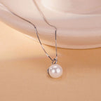 Simple Elegant round Imitation Pearl Pendant Necklace for Women Silver Color/Gold Color Daily Wear Wedding Trendy Jewelry