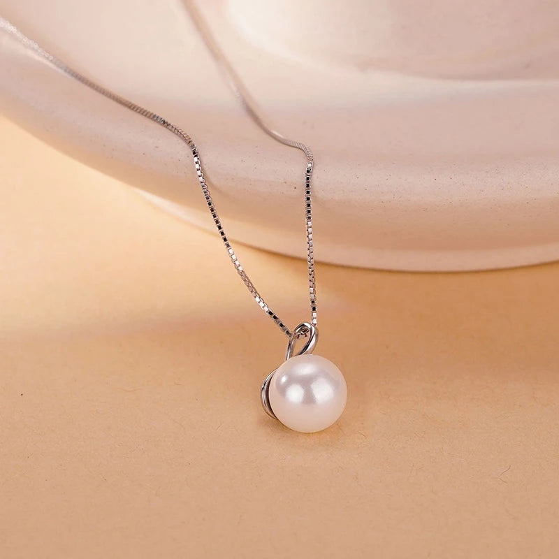 Simple Elegant round Imitation Pearl Pendant Necklace for Women Silver Color/Gold Color Daily Wear Wedding Trendy Jewelry