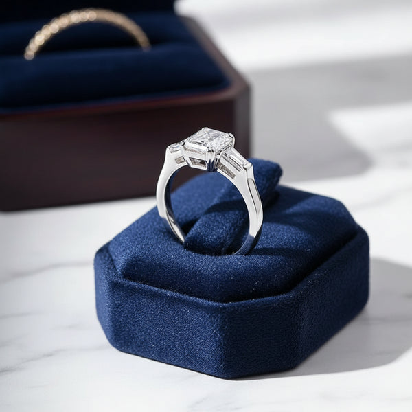 1-4 Carat Emerald Cut Moissanite Ring