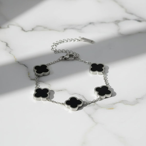 Fashionable New Style Four-Leaf Clover Stainless Steel 18K Gold-Plated Bracelet with Mother-Of-Pearl, Non-Fading Jewelry